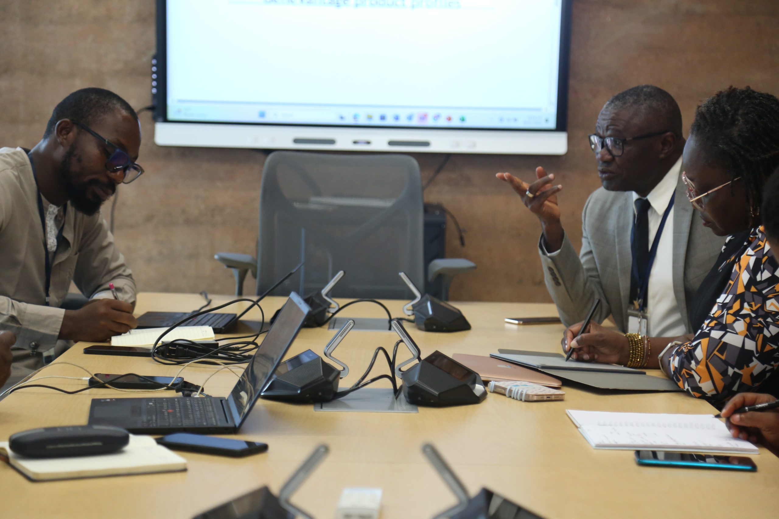 Prof Christian Happi, Prof Folarin and the Representatives of Clinton Health Access Initiative (CHAI)