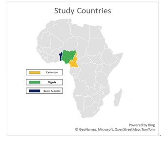 Africa Map with a focus on West Africa and Central Africa